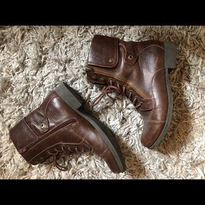 G by Guess chestnut brown combat boots